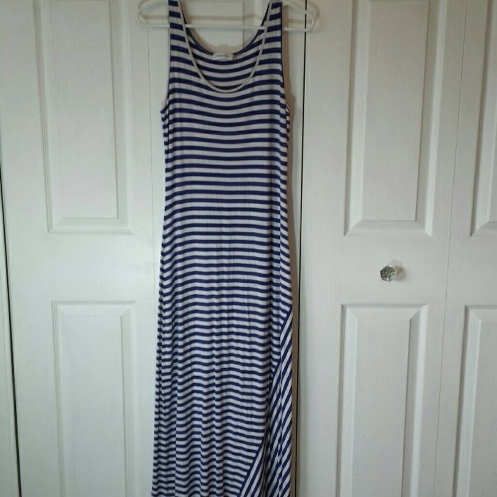 Calvin Klein full length nautical striped dress